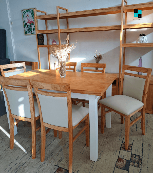 Juego comedor combinado + 6 sillas
